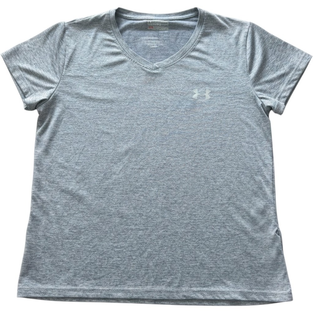 Under Armour Womens HeatGear V-Neck Loose Fit Athletic T-Shirt Grey XXL